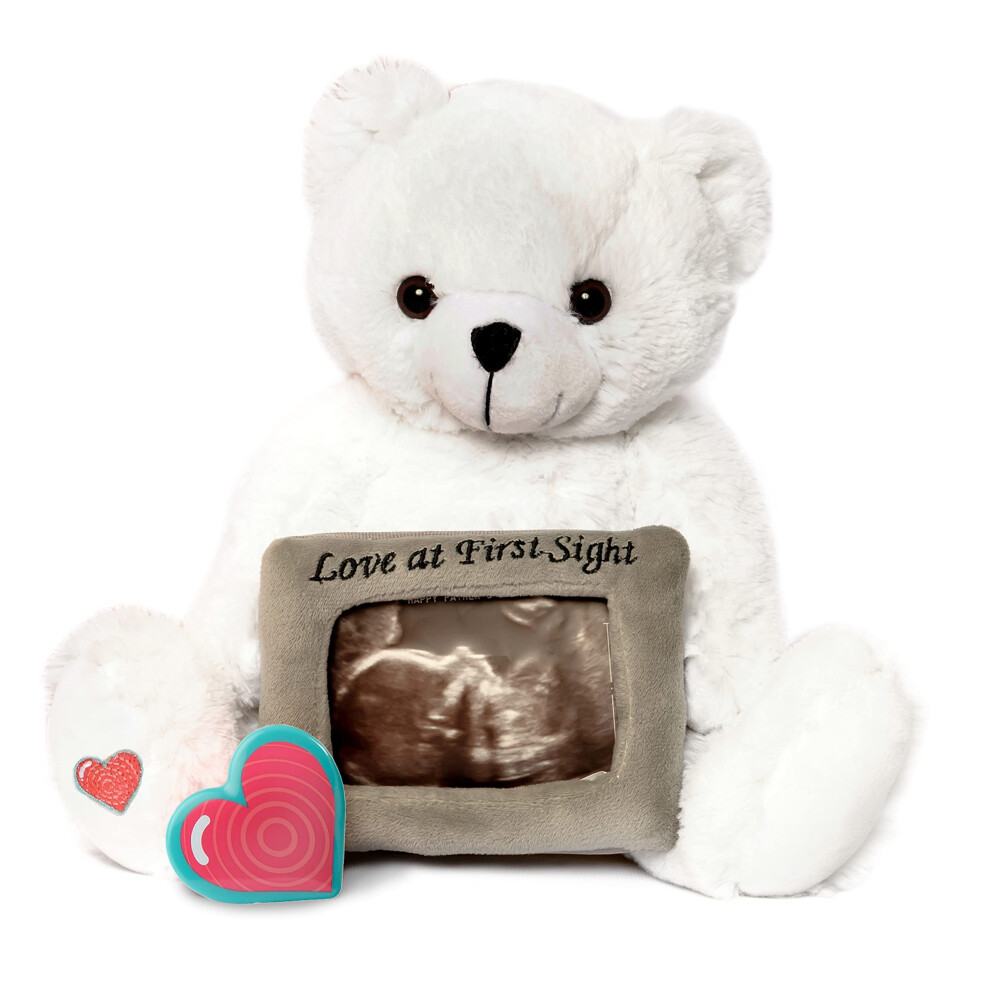 My Baby's Heartbeat Bear Recordable Stuffed Animals 20 sec Heart Voice Recorder for Ultrasounds and Sweet Messages Playback, Perfect Gender Reveal fo