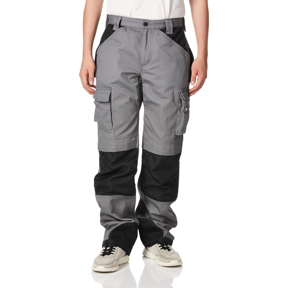 Pantalon de travail Trademark de Caterpillar pour homme Fabriqué en toile résistante avec espace cargo Coupe classique Gris/Noir 28L x 30L