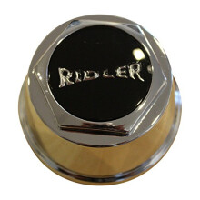 Ridler 675 5-Speichen-Chrom-Radfelge, einrastbare Mittelkappe, schwarzes Logo C10675