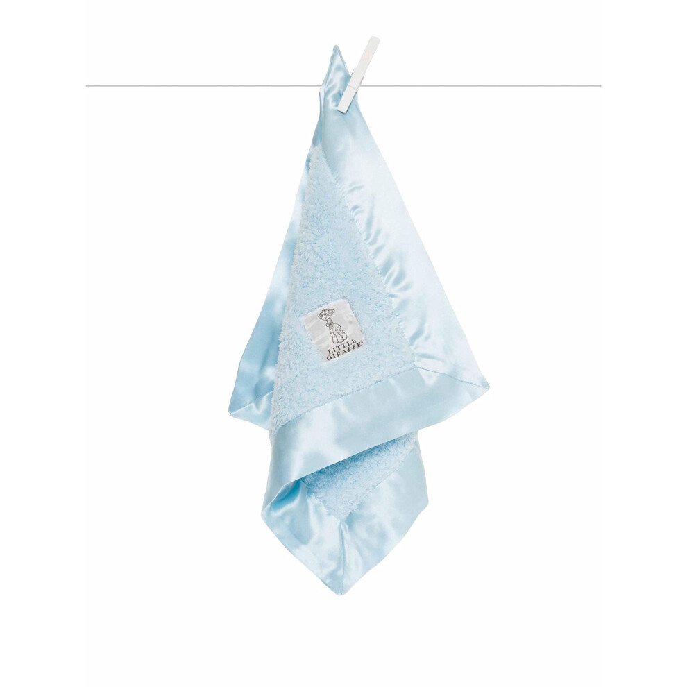 Baby Blanket - Blanky - Soft Blanket With Satin Trim - Baby Stroller Blanket - Newborn Baby Essentials & Baby Gifts - 14X14" - Blue Little Giraffe