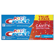 Detsk    zubn    pasta Crest Kid's Cavity Protection (deti a batolat    od 2 rokov) s trblietavou pr   chutou 140 g (balenie po 2 ks)