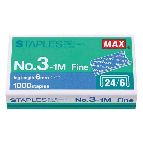 MAX No.3-1M Σαπίζες Flat Clinch (24/6) για Σταυροκόπτες - 4 Κουτιά (4.000 Σαπίδες) 2