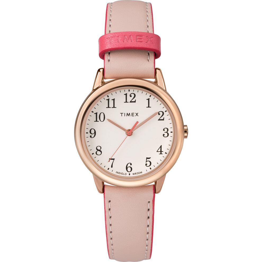 Timex Women's TW2R62800 Easy Reader 30mm Pink/Rose Gold-Tone Leather S