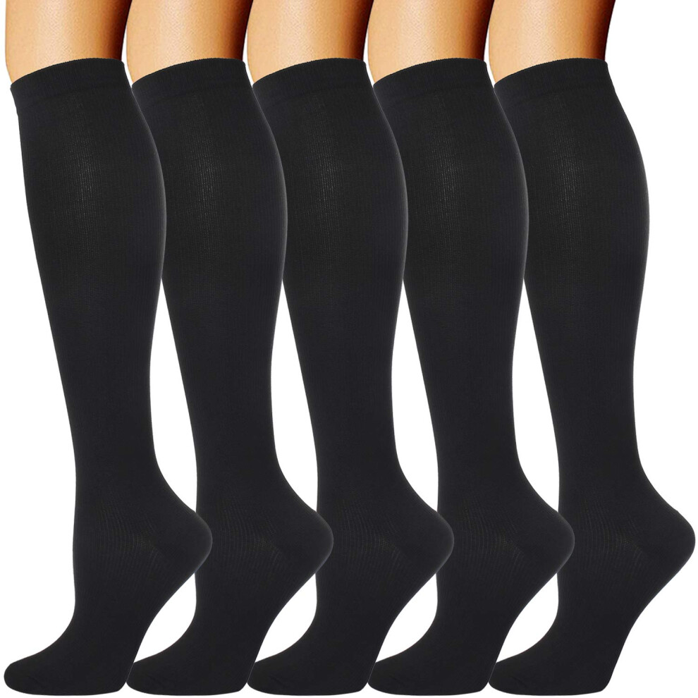 Lot de 5 paires de chaussettes de compression pour homme et femme, 15-20 mmHg, id   ales pour la course, les infirmi   res, les voyages en avion, la