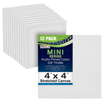 US Art Supply 4 x 4 Mini Lienzo Profesional (1-Pack de 12-Mini lienzos) - Ideal para Pintura y Manualidades