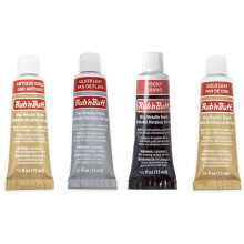Rub-N-Buff 4-Farben Sortiment (Silberblatt, Antikgold, Goldblatt, Ebenholz)