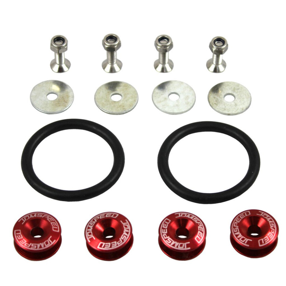 Jdmspeed Universal Cnc Billet Bumper Trunk Quick Release Fastener Red 713803813189