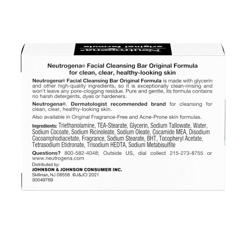 Neutrogena Neutrogena Original Gentle Facial Cleansing Bar med Glycerin, Ren & Transparent Tvål, Utan Hårda Tensider, 3.5 1