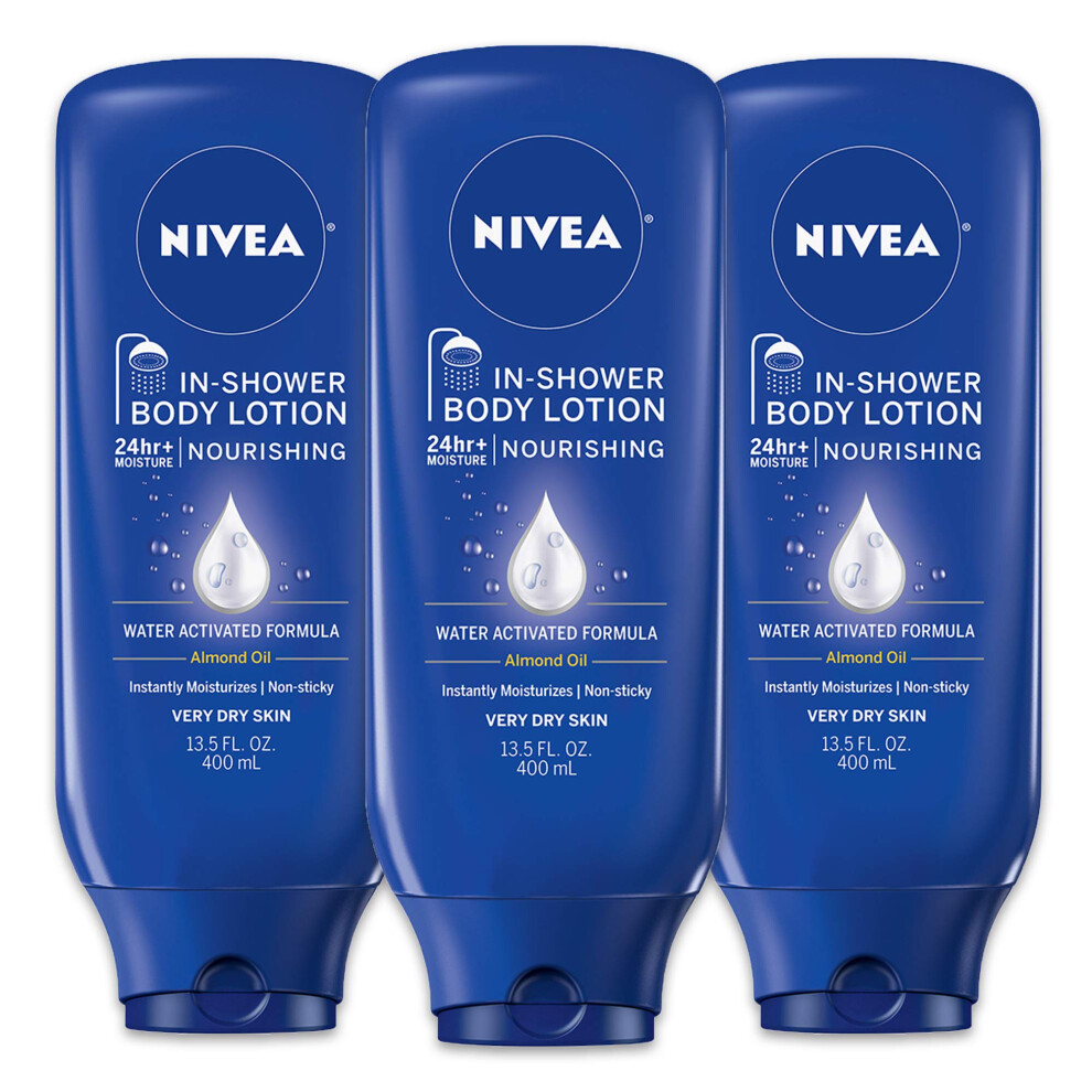 Nivea Nourishing In Shower Lotion, Body Lotion for Dry Skin, 135 Fl Oz Bottle(Pack of 3)