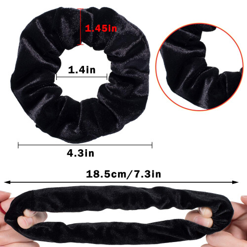 Whaline 12 Stück Haargummis Samt Elastische Scrunchies Haarbänder (Schwarz) 1