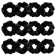 Whaline 12 Stk Hårsnoddar Sammet Elastiska Scrunchies Mjuka Hårband (Svart)
