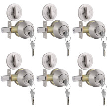 Gobrico 6-Pack Keyed-Alike Single-Cylinder Deadbolts, Satin Nickel, Thumb-Turn Inside - Includes 18 Keys, GBDDLD101SNDB-Combo-6Pack