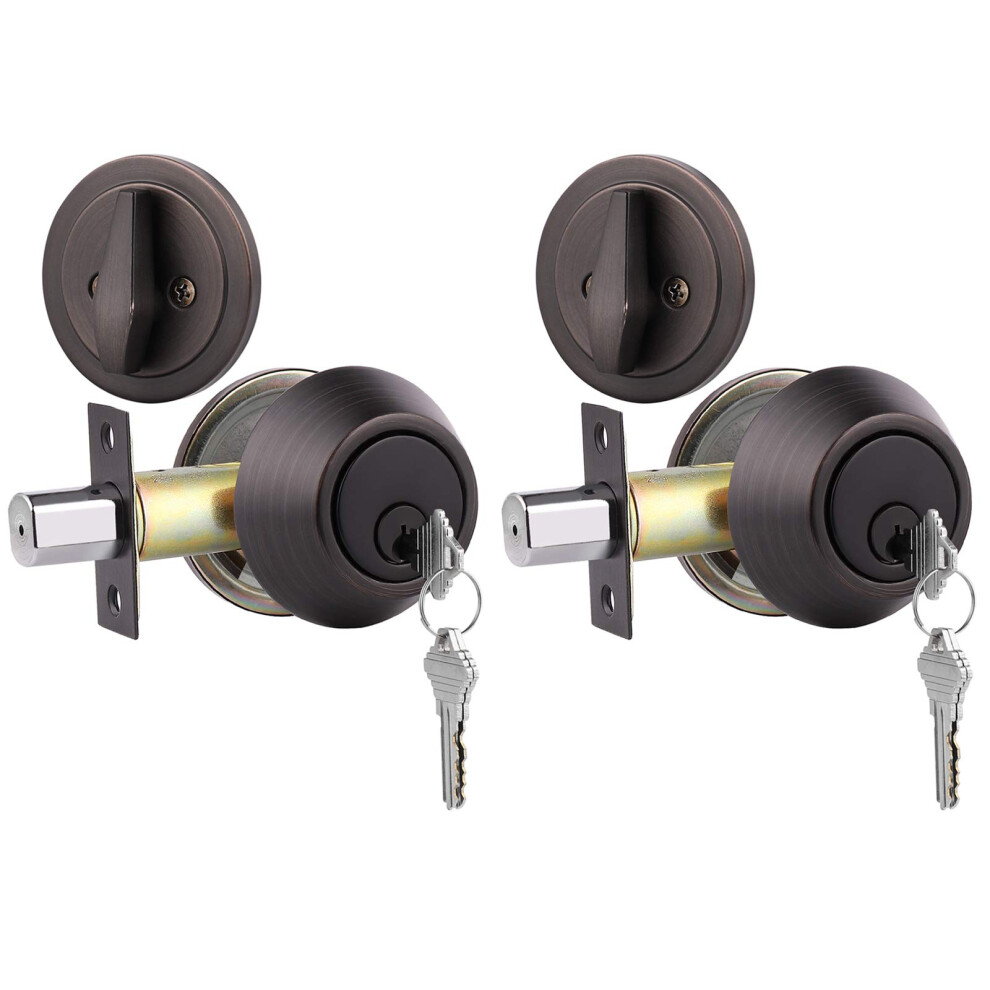 Gobrico 2 Keyed Alike Single Cylinder Deadbolts Door Lock With Same Key Oil Rubbed Bronze Finished 718399264667
