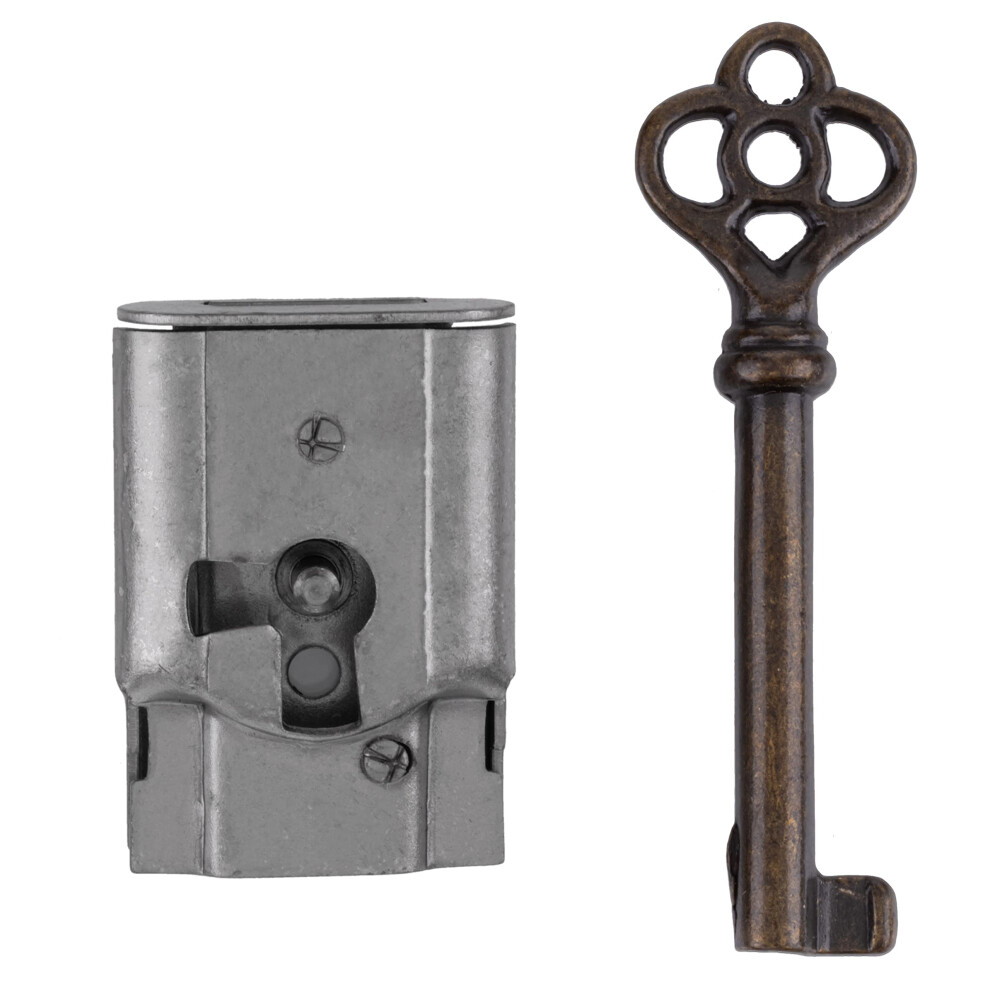 Serrure à Mortaiser Pour Porte D'armoire Ou Tiroir De Commode Avec Clé à Gorge - Antique Furniture Hardware | UA-034-L-image