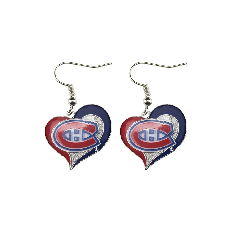 Aminco LNH Canadiens de Montréal Boucles d'oreilles en forme de coeur Taille 2.5