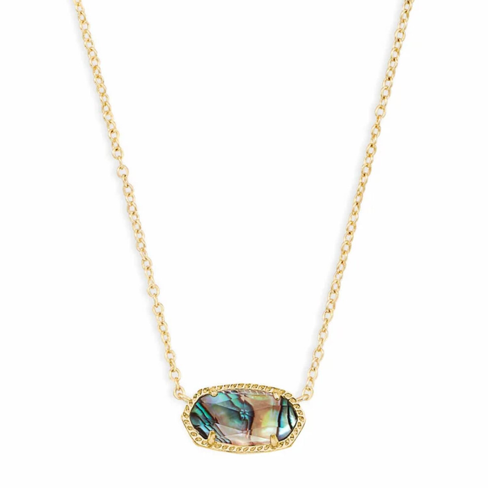 Kendra Scott Elisa Short Pendant Necklace for Women, Dainty Fashion Jewelry, 14k Gold-Plated, White Mother of
