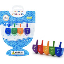 Wood Multi-Colored Dreidels mellemstore Hanukkah Draydels med engelsk translitteration (4-pack)