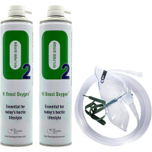 Hi Boost Pure Oxygen in a Can 20L (2 x 10L) with Tubing and Mask Portable - Great for Sport, Work, Health, Party, Healthy Looking Skin