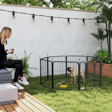 PawHut Eight-Panel Dog Playpen with Door, for Indoor, Outdoor, 60cm Tall