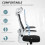 Homcom HOMCOM Executive Mesh Office Chair with Headrest, Lumbar Support, Black 3