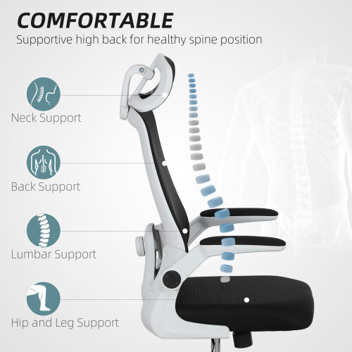 Homcom HOMCOM Executive Mesh Office Chair with Headrest, Lumbar Support, Black 2
