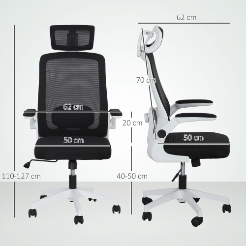 Homcom HOMCOM Executive Mesh Office Chair with Headrest, Lumbar Support, Black 1