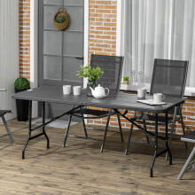 Outsunny Outdoor Dining Table for 6, Folding Garden Dining Table