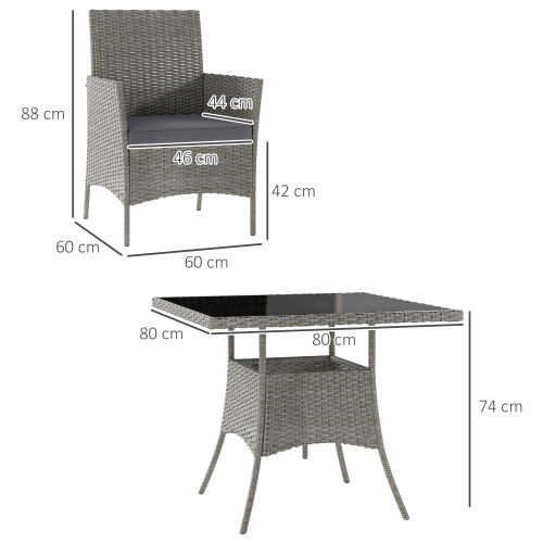 Outsunny Outsunny Rattan Outdoor Dining Table and Chairs for 4, Light Grey 1