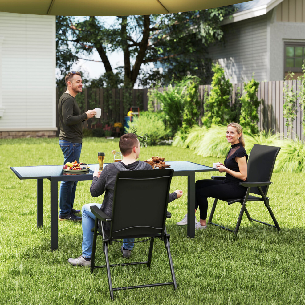 Outsunny 2PCS Folding Chair w/ Breathable Mesh Fabric Seat, Black