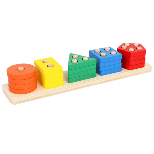 (Multicolor) Montessori Wooden Sorting Stacking Toys Puzzle For ...