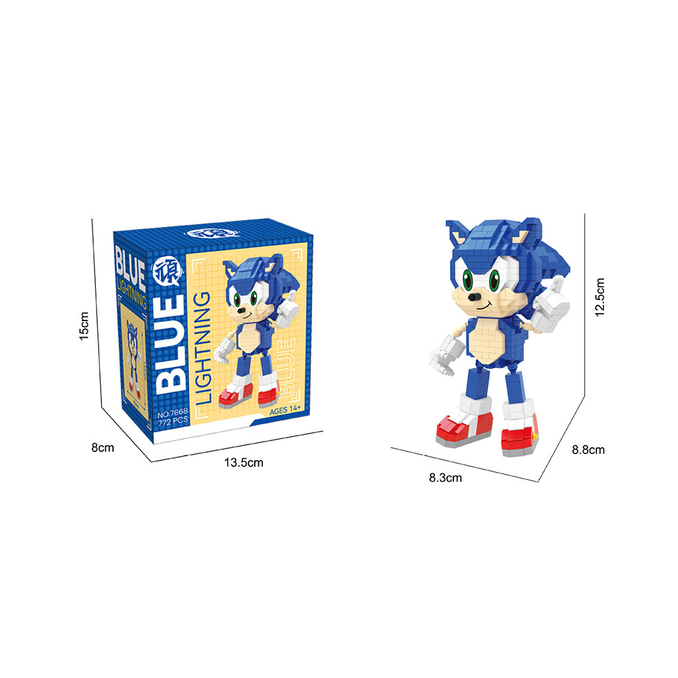 Photos - Construction Toy  Cartoon Sonic Building Blocks Action Figure Cartoon Sonic Toy Bricks Assemble Educational Kid Toys(01, No box)