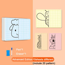 (10sheets advanced) Puzzle Lattice Symmetrical Drawing Toys for Kids Fine Motor Skill Write & Wipe Pen Control Training Set