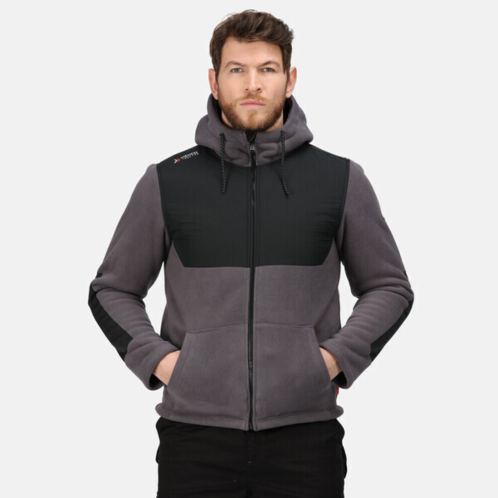 (S, Iron/Black) Regatta Mens Garrison Hooded Jacket