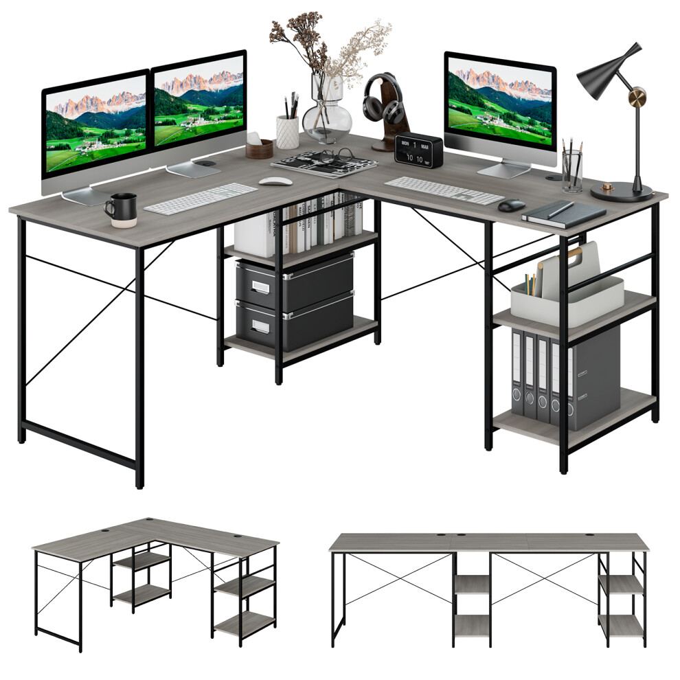 95 Inch Wooden Industrial Corner Desk Long Office Desk for 2 Person