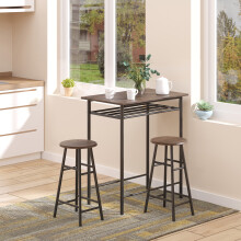 HOMCOM 3-Piece Dining Set with 2 Matching Chairs and 1 Table Black and Oak