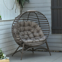 Outsunny Egg Chair with Cushion & Side Pocket, Brown - Steel Frame, Foldable, 120 kg, 84B-670V70