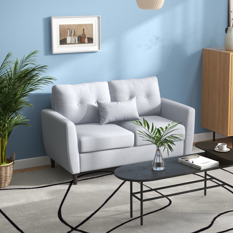 HOMCOM Modern Chic Loveseat with Armrest Spring Padding, Light Grey
