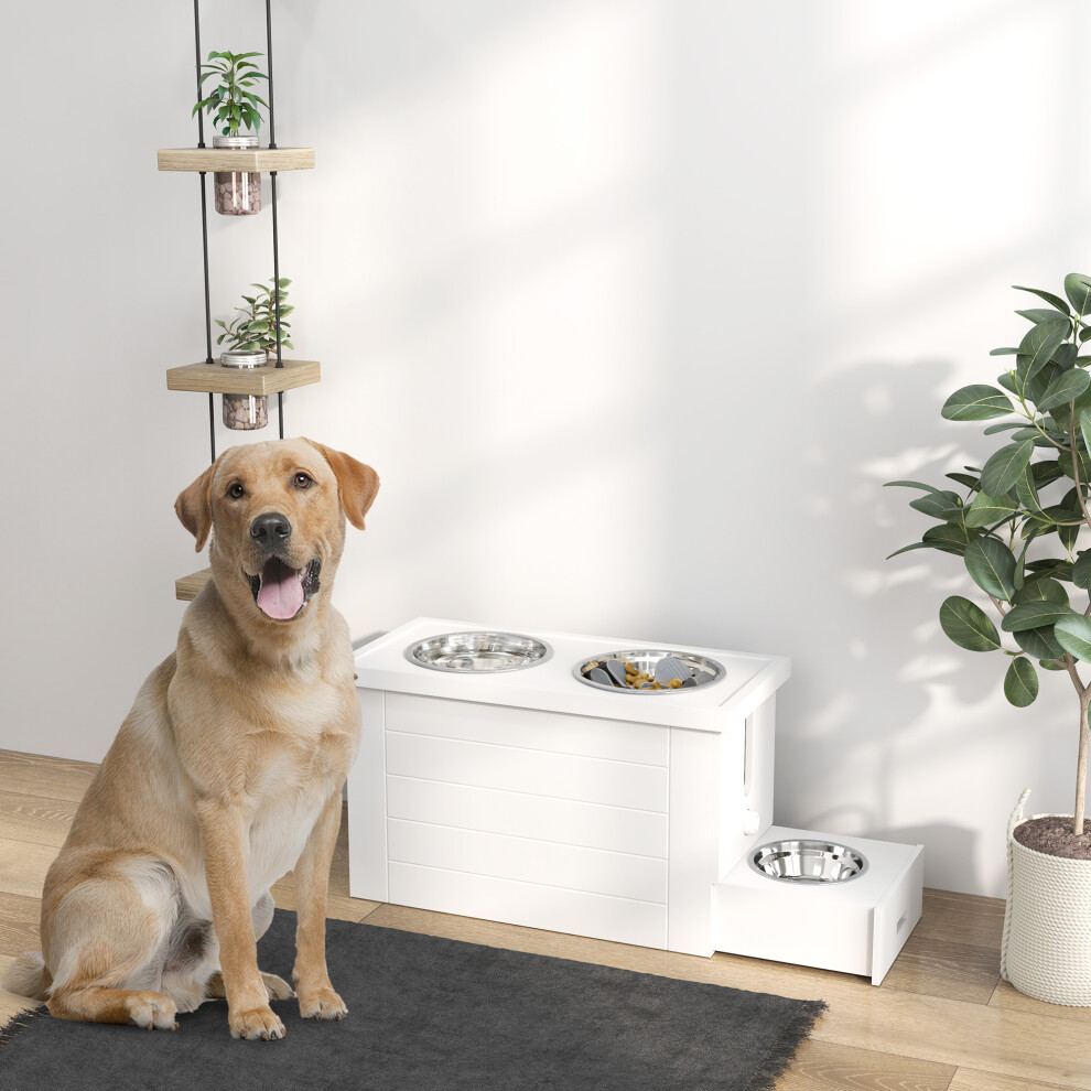 New Pawhut Raised Dog Bowls With Slow Feeder Mat, Semi Auto Dispenser Function