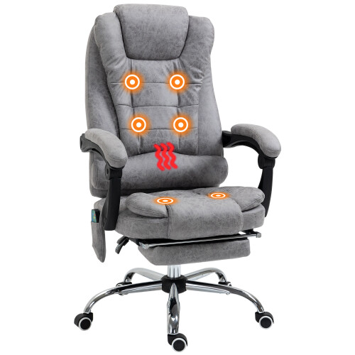 Vinsetto Vinsetto Heated 6 Points Vibration Massage Executive Office Chair Grey 1