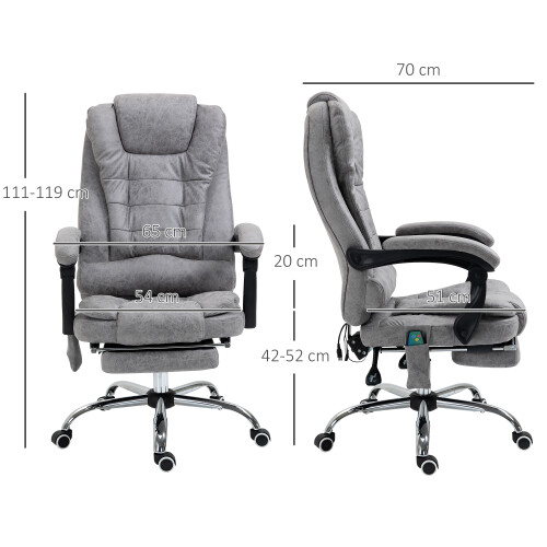 Vinsetto Vinsetto Heated 6 Points Vibration Massage Executive Office Chair Grey 2