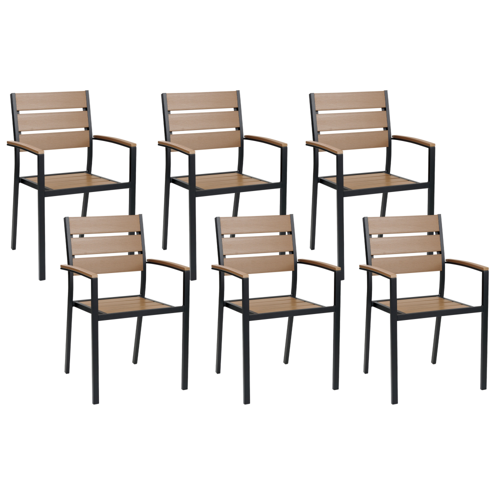 Set of 6 Garden Chairs VERNIO Brown/ Black