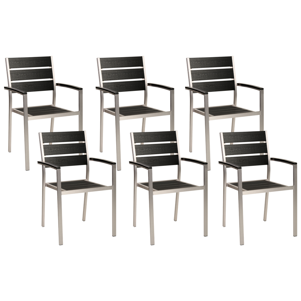 Set of 6 Garden Chairs VERNIO Black/ Silver