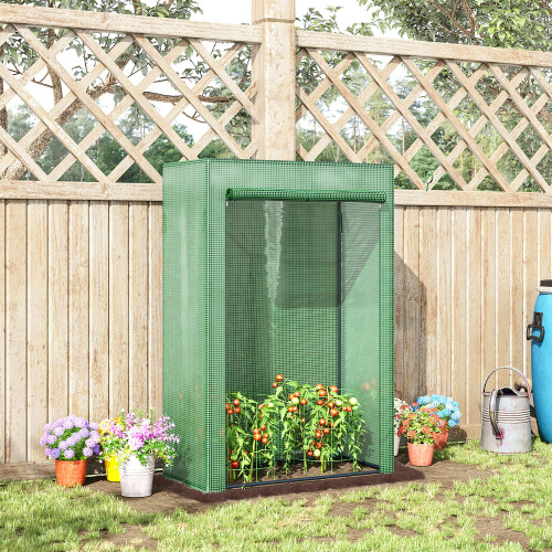Outsunny Outsunny 100 x 50 x 150cm Greenhouse w/ Zipper Roll-up Door Outdoor Green