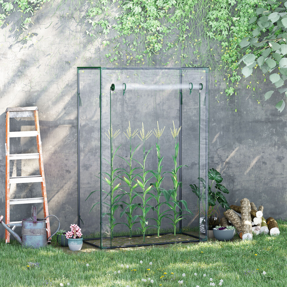 Outsunny 100 X 50 X 150Cm Greenhouse W/ Zipper Roll-Up Door Outdoor Transparent