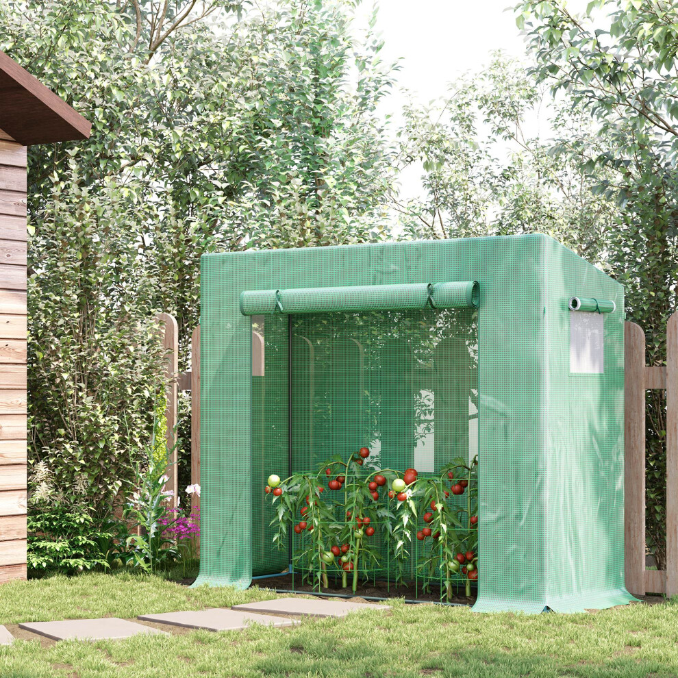 Outsunny 200X76x168cm Walk-In Garden Greenhouse Plant Warm House W/ Roll Up Door