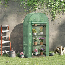 Outsunny 80 x 49 x 160cm Mini Greenhouse Portable Green House with Shelf Green