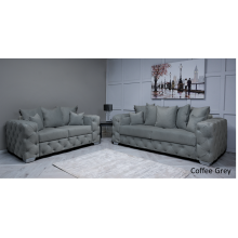 (Coffee Grey Velvet, 3 Seater Sofa) Snooze Velvet Ashton Scatter Back 3 and 2 Seater Sofa Sets, Corner Sofas Upholstered Plush Fabric 3 Seater Velvet Sofas