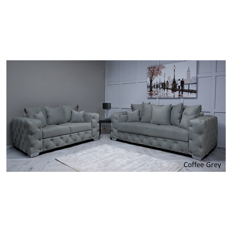 (Silver Velvet, Footstool) Snooze Velvet Ashton Scatter Back 3 and 2 Seater Sofa Sets, Corner Sofas Upholstered Plush Fabric 3 Seater Velvet Sofas-image-OPC-PFYGDTZ-NEW