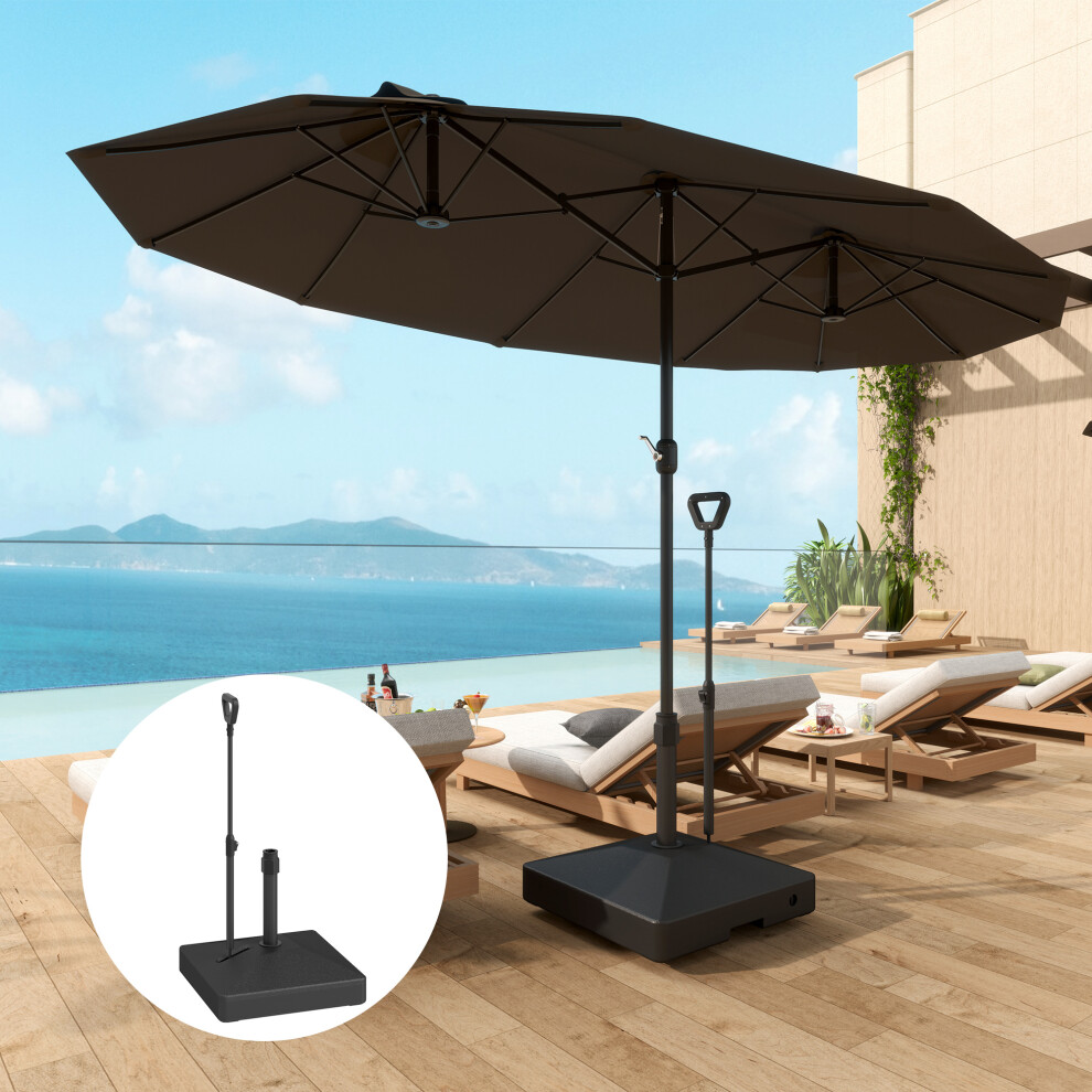 Outsunny Garden Parasol Base Parasol Stand, Sand/Water Filled, Black