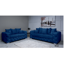 (Royal Blue Velvet, 2 Seater Sofa) Snooze Velvet Ashton Scatter Back 3 and 2 Seater Sofa Sets, Corner Sofas Upholstered Plush Fabric 3 Seater Velvet Sofas